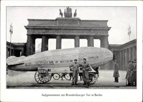 Ak Rundreise durch Deutschland mit einem Luftschiff auf Rädern, Graf Zeppelin, Portrait der Fahrer