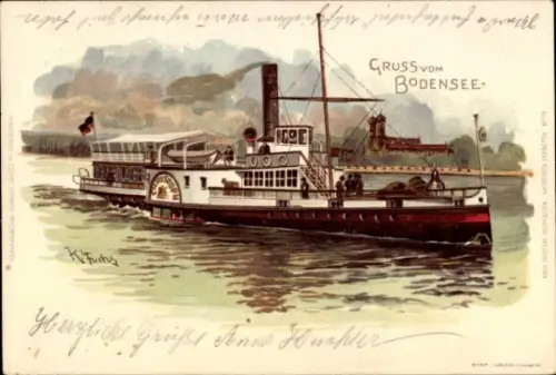 Künstler Litho Fuchs, K., Salondampfer Christoph, Bodensee