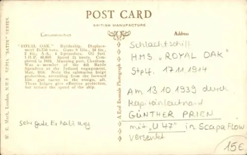 Ak Britisches Kriegsschiff, HMS Royal Oak