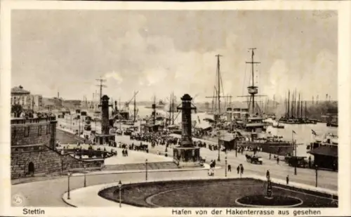 Ak Szczecin Stettin Pommern, Hafen, Hakenterrasse
