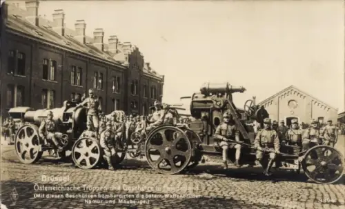 Ak Brüssel, Kuk Truppen und Geschütze, Geschütz auf Rädern, Artillerie, I. WK