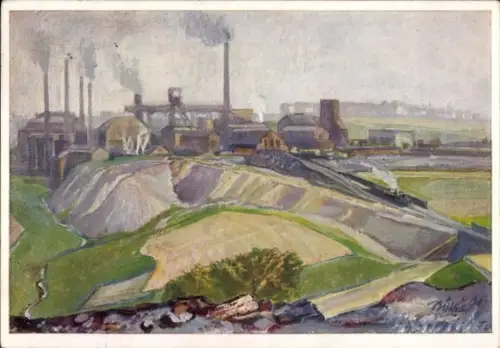 Künstler Ak Benzolindustrie, Kraftstoff, BV Aral, BV Öl