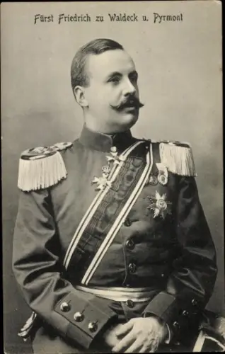 Ak Fürst Friedrich zu Waldeck Pyrmont, Portrait in Uniform