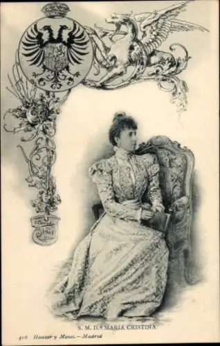 Wappen Ak Dona Maria Cristina, Maria Christina von Österreich, Königin von Spanien