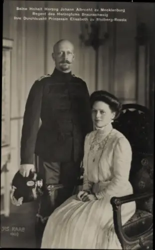 Ak Herzog Johann Albrecht zu Mecklenburg, Prinzessin Elisabeth zu Stolberg Roßla
