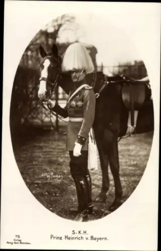 Ak SKH Prinz Heinrich von Bayern, Portrait, Uniform, Pferd