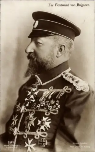 Ak Zar Ferdinand I. von Bulgarien, Portrait in Uniform, Orden, Liersch 7524
