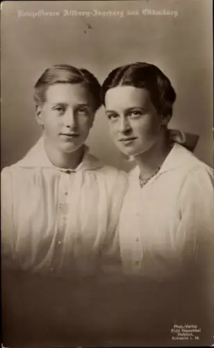Ak Prinzessinnen Altburg und Ingeborg von Oldenburg, Portrait