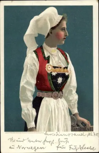 Künstler Ak Frau in Tracht, Seitenportrait