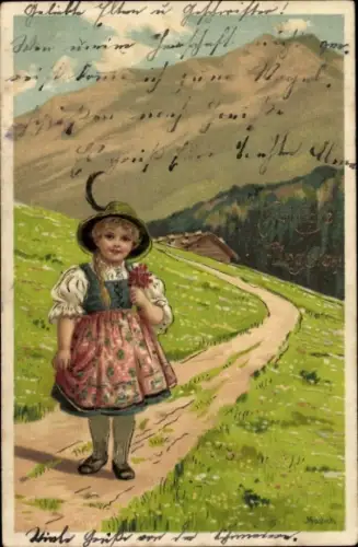 Künstler Ak Mailick, Mädchen in Tracht