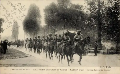 CPA Guerre de 1914, Troupes Indiennes en France