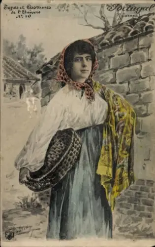 Ak Portugal, Frau in Tracht