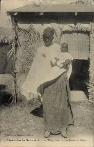 CPA Exposition du Mans 1911, Le Village Noir, Une femme de Dakar