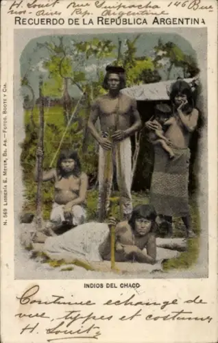 Ak Argentinien, Indio Chamacoco, Puerto 14 de Mayo, Chaco,  Indios del Chaco