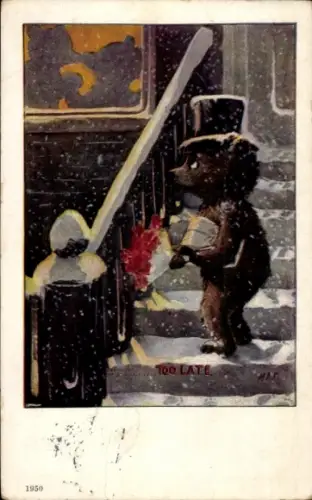 Künstler Ak Vermenschlichte Bären, too late