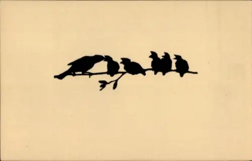 Scherenschnitt Ak Lohse, Emil, Vögel
