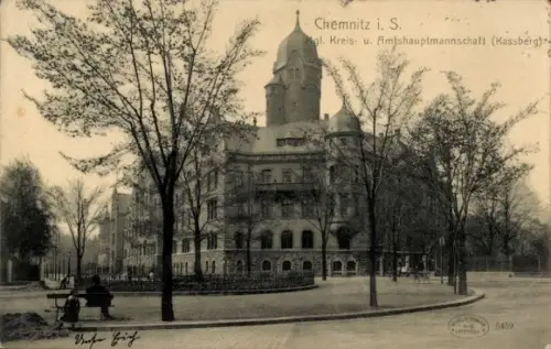Ak Chemnitz in Sachsen, Chemnitz i. S., Kgl. Kreis- u. Amtshauptmannschaft, Gebäude mit Turm, Bäu