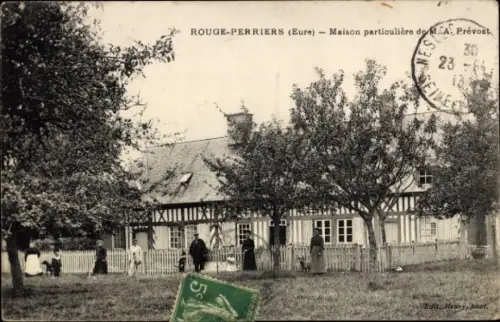 Ak Rouge Perriers Eure, Fachwerkhaus