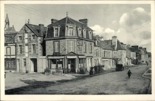 Ak Pontorson Manche, Straßenansicht, Gebäude, Wolken, Fahrzeug, Mensch, Rue St-Michel