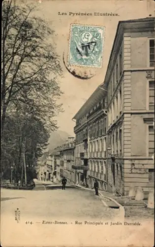 Ak Aas Eaux-Bonnes Hautes-Pyrénées, Les Pyrénées Illustrées,  Rue Principale, Jardin Darralde