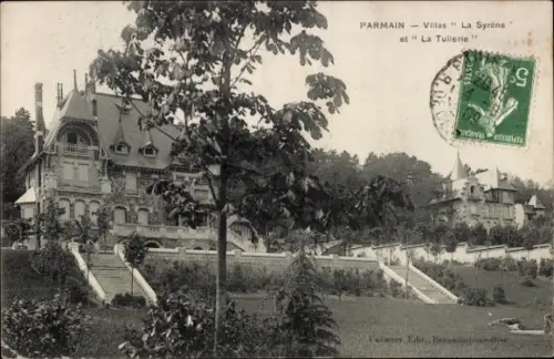 Ak Parmain Val-d’Oise, Villen "La Syrène" und "La Tuilerie", ältere Architektur, Parklandschaft
