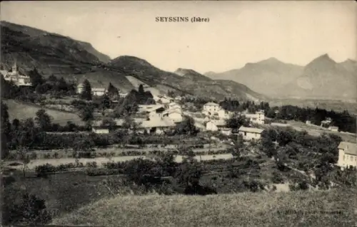 Ak Seyssins Isère, vue générale de la ville dans la montagne 