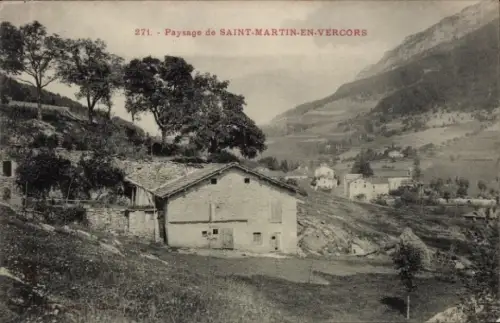 CPA Saint-Martin en Vercors Drôme, vue partielle, Paysage