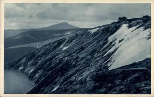 Ak Karpacz Krummhübel Riesengebirge Schlesien, Prinz Heinrich Baude, Großer Teich, Schneekoppe