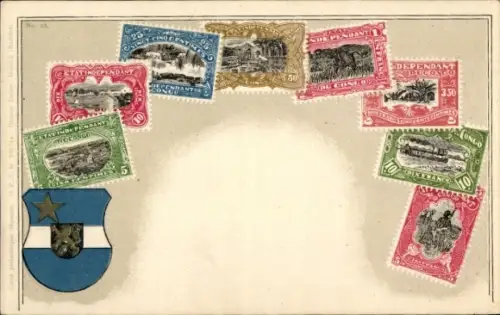 Briefmarken Ak 'État indépendant du Congo, Wappen