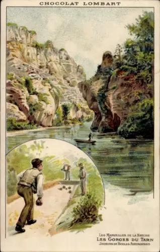 Litho Lozère, Les merveilles de la Nature, Les Gorges du Tarn, Boule, Reklame, Chocolat Lombart