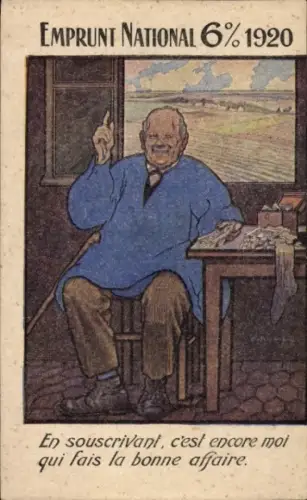Künstler Ak Emprunt National 6% 1920, En souscrivant, c'est encore moi qui fais la bonne affaire