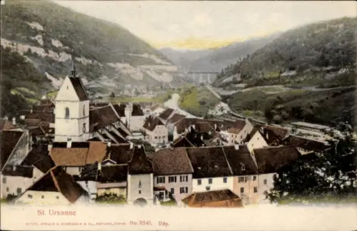 Ak St. Ursanne Kanton Jura, Gesamtansicht der Stadt 