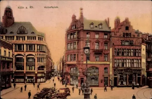 Ak Köln am Rhein, Köln a. Rh., Wallraffsplatz, Menschen, Gebäude, Straßenverkehr