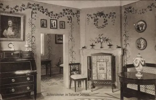 Ak Tiefurt Weimar in Thüringen, Dichterzimmer im Schloss