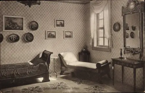 Ak Tiefurt Weimar in Thüringen, Schloss, Schlafzimmer