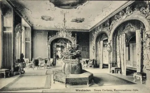 Ak Wiesbaden in Hessen,  Neues Curhaus, Konversations-Saal, elegante Einrichtung,  