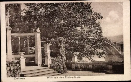 Ak Koblenz am Rhein, Motiv aus den Rheinanlagen