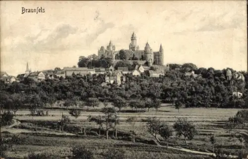 Ak Braunfels an der Lahn, Burg  Landschaft, Bäume, Wiese