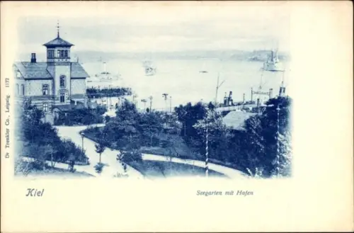 Ak Kiel, Seegarten mit Hafen,  Schiffe, Wasser, Bäume