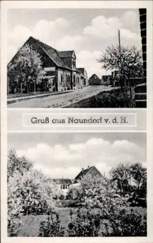 Ak Naundorf vor der Haide Scheuder in Anhalt, Gasthof Erholung, Geschäft Ewald Bliedtner