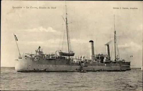 Ak Französisches Kriegsschiff Cassini vor Arcachon