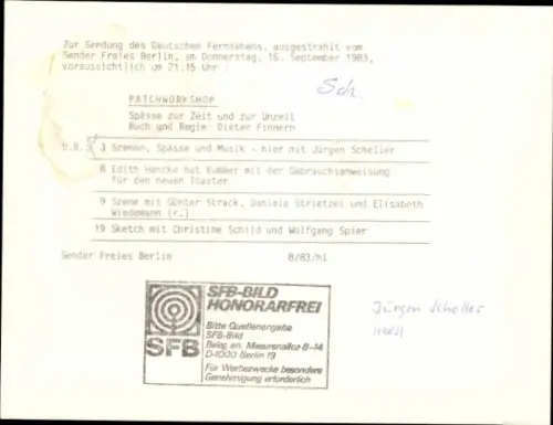 Ak Schauspieler Jürgen Scheller, Portrait, Autogramm, Schallplatte