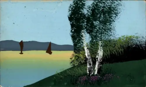 Handgemalt Künstler Ak Seepartie, Segelboote