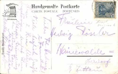 Handgemalt Ak Landschaft, Birken