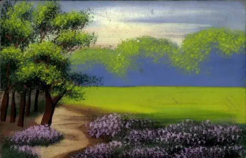 Handgemalt Ak Landschaft, Waldrand