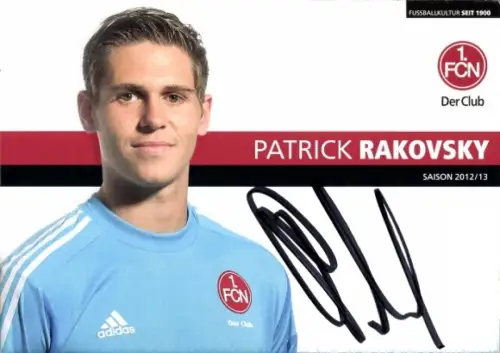 Autogrammkarte Fußballer Patrick Rakovsky, 1. FC Nürnberg, Autogramm