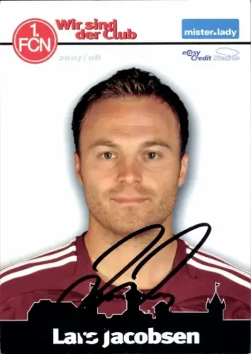 Autogrammkarte Fußballer Lars Jacobsen, 1. FC Nürnberg, Autogramm