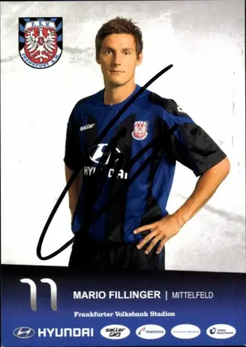 Autogrammkarte Fußballer Mario Fillinger, FSV Frankfurt, Autogramm