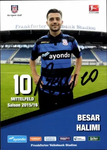 Autogrammkarte Fußballer Besar Halimi, FSV Frankfurt, Autogramm