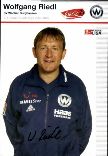 Autogrammkarte Co Trainer Wolfgang Riedl, SV Wacker Burghausen, Autogramm